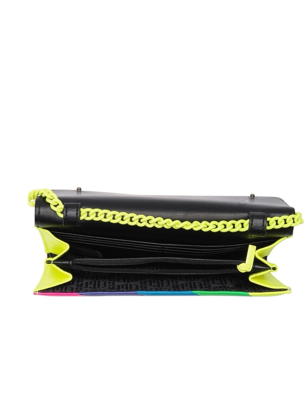 Kurt Geiger London Brixton Rainbow Leather Chain Wallet Neon Stripe Crossbody Ba - Picture 3 of 11